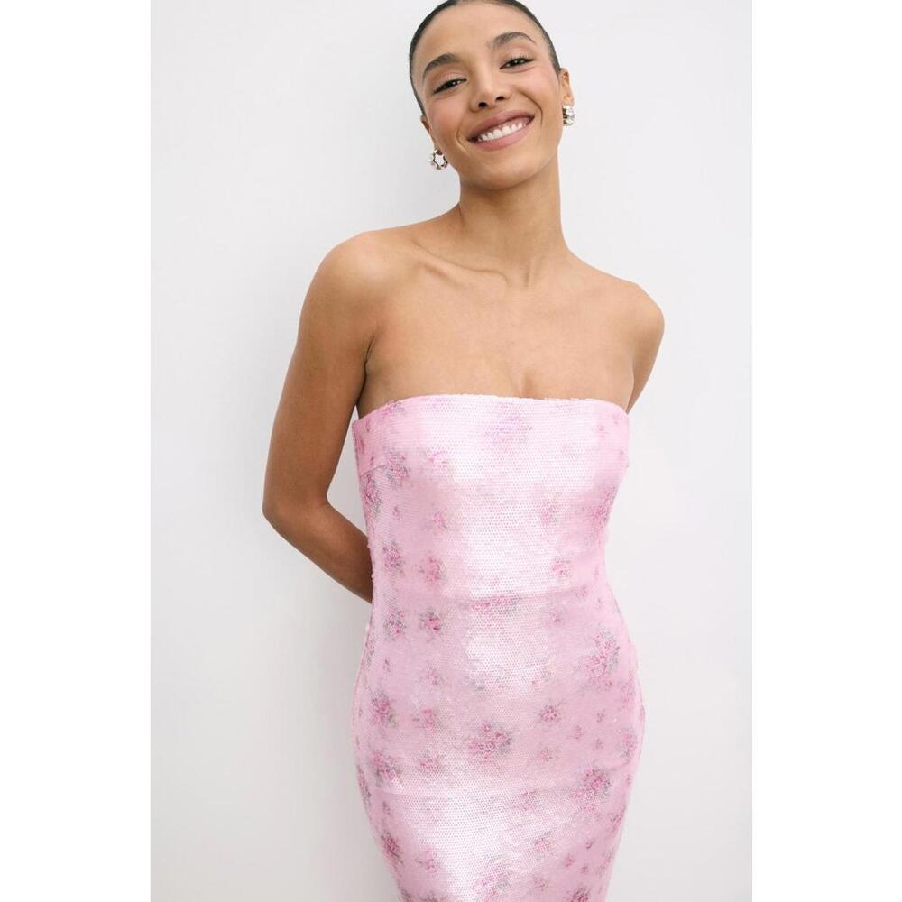LoveShackFancy Pink Floral Stasia Sequin Dress Size 2
